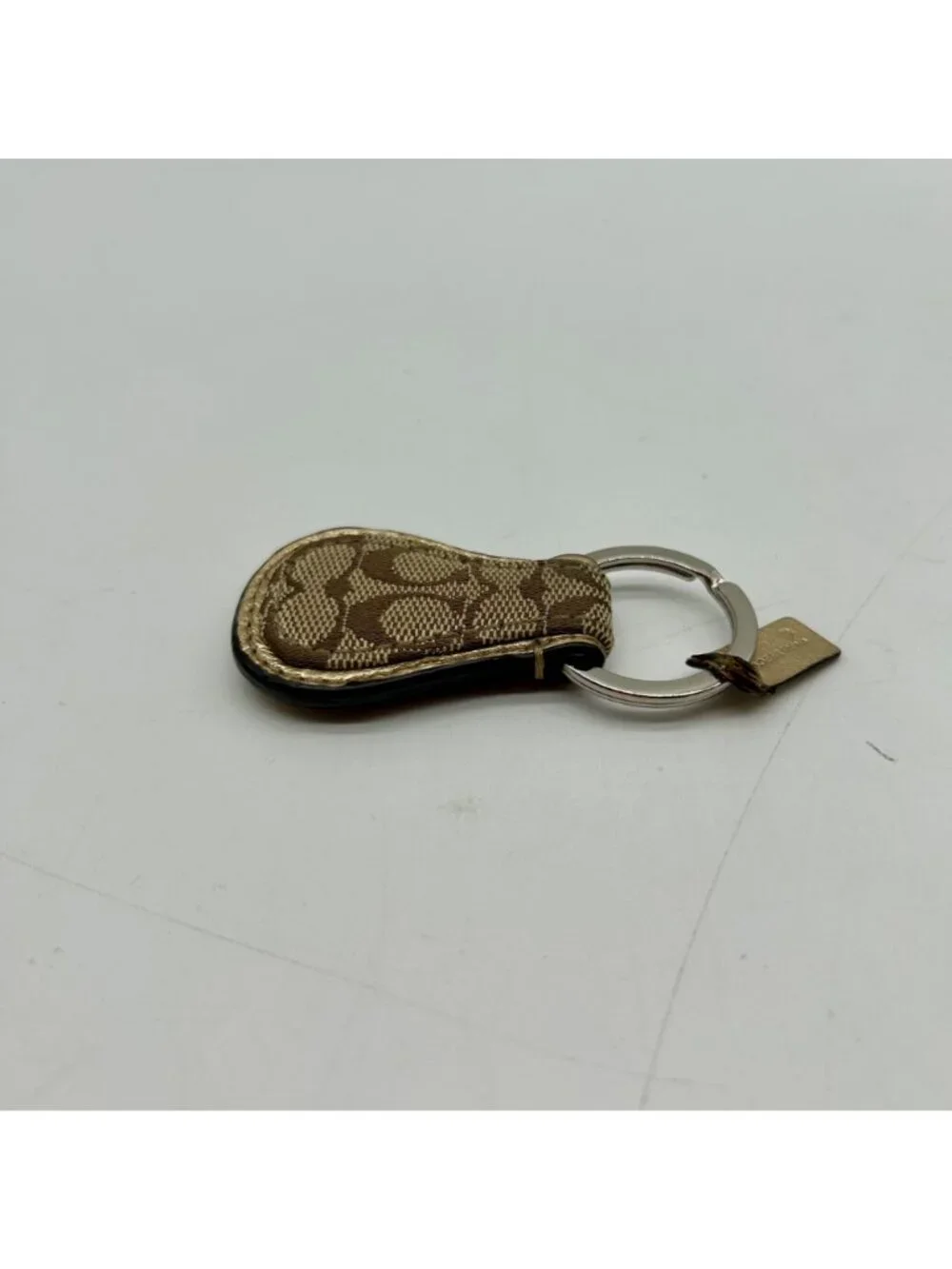 Coach Tan Canvas Print Keychain
